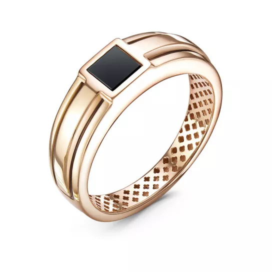 Кольцо-печатка с ониксом и эмалью из золота