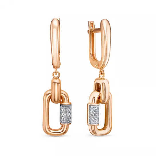 Золотые серьги 585, женские, с фианитом