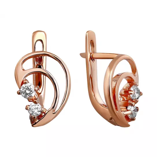 Золотые серьги 585, женские, с фианитом