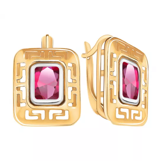 Золотые серьги 585, женские, с фианитом