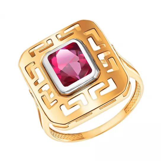 Золотое кольцо 585, женское, с фианитом, размер 21