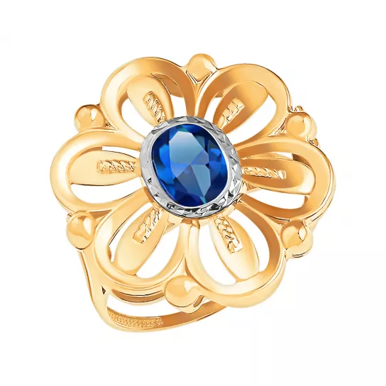 Золотое кольцо 585, женское, с фианитом, размер 18