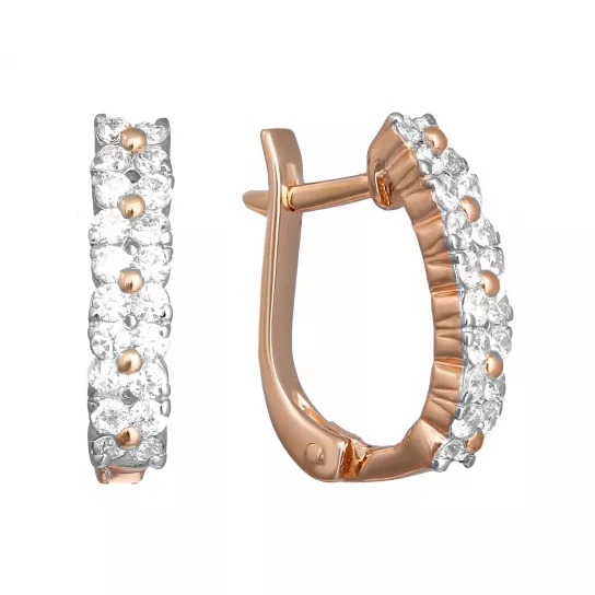 Золотые серьги 585, женские, с фианитом
