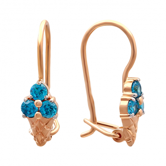 Серьги детские с фианитом из золота