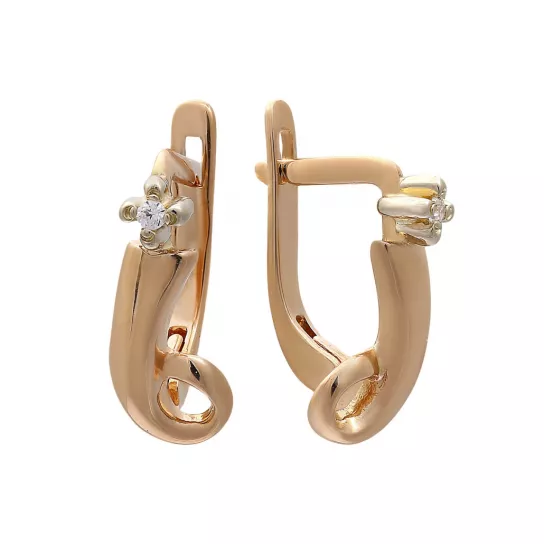 Золотые серьги 585, женские, с фианитом