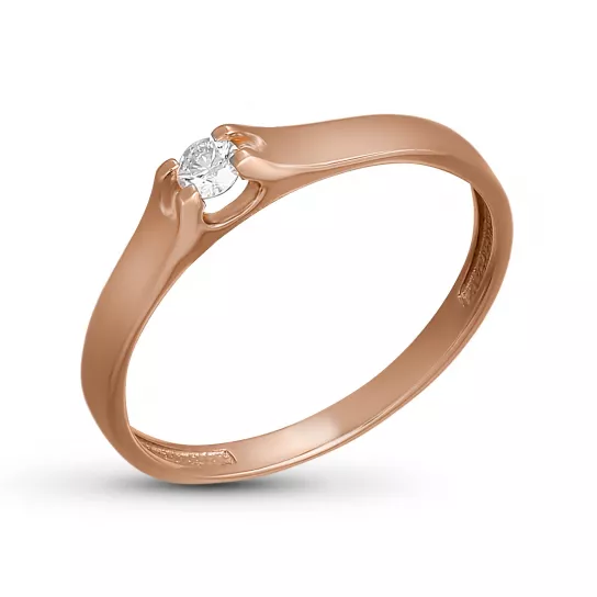 Золотое кольцо 585, женское, с бриллиантом, размер 16