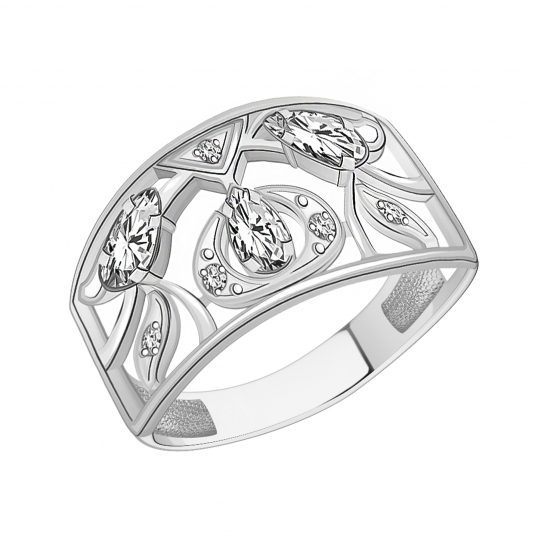 Серебряное кольцо 925, женское, с фианитом, размер 18.5