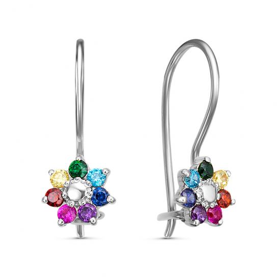 Серьги детские с фианитом из серебра