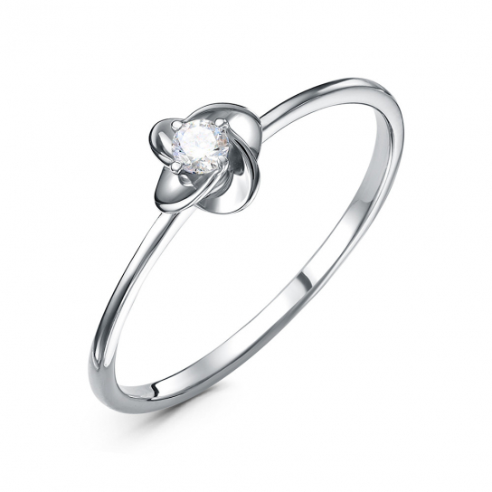 Серебряное кольцо 925, женское, с фианитом, размер 17.5
