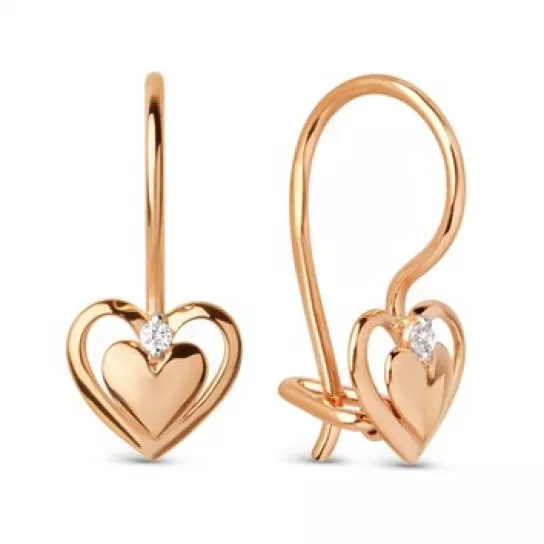 Серьги детские с фианитом из золота