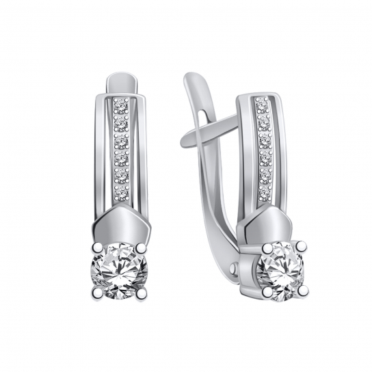 Серебряные серьги 925, женские, с фианитом