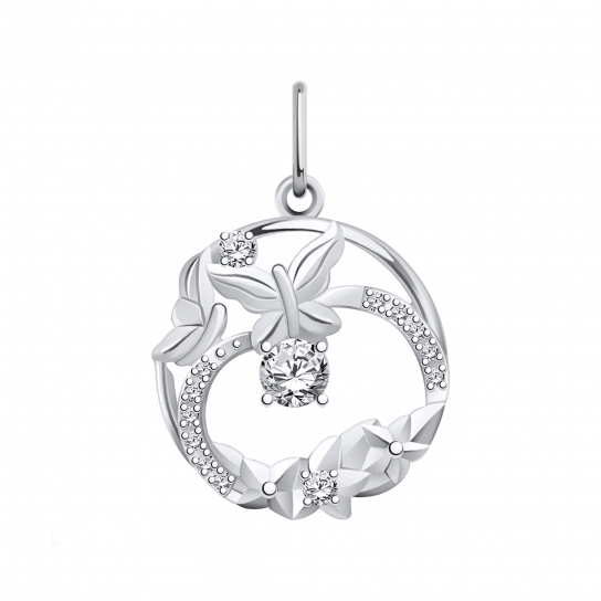 Серебряная подвеска 925, женская, с фианитом