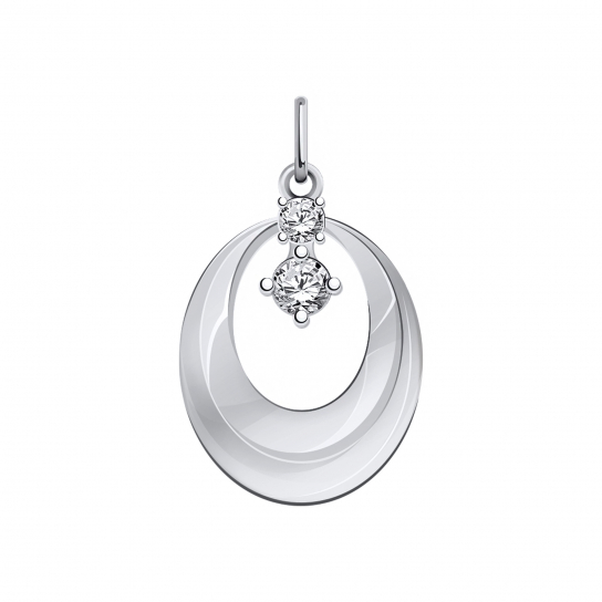 Серебряная подвеска 925, женская, с фианитом