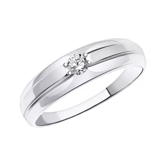 Серебряное кольцо 925, женское, с фианитом, размер 16