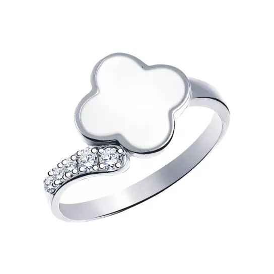 Серебряное кольцо 925, женское, с фианитом, размер 18