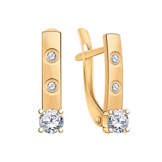 Золотые серьги 585, женские, с фианитом