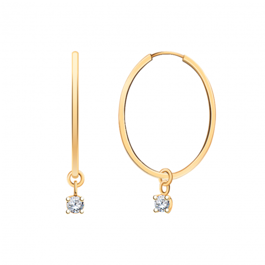 Золотые серьги 585, женские, с фианитом