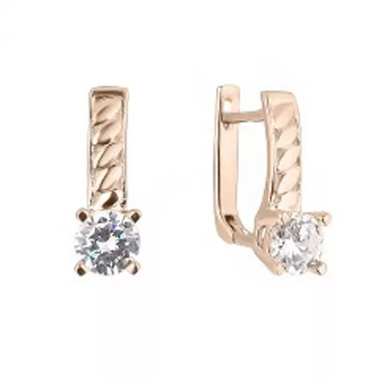 Золотые серьги 585, женские, с фианитом