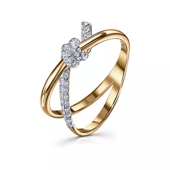 Золотое кольцо 585, женское, с фианитом, размер 16.5