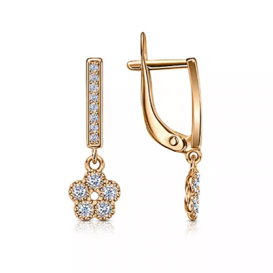 Золотые серьги 585, женские, с фианитом