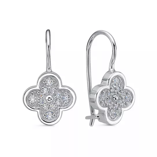 Серьги детские с фианитом из серебра