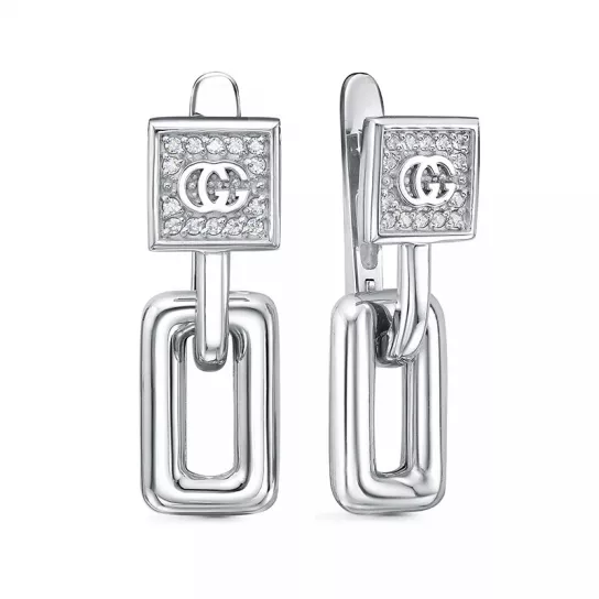 Серебряные серьги 925, женские, с фианитом