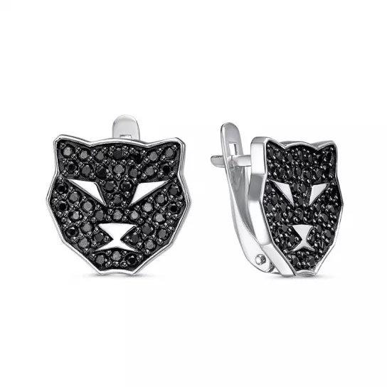 Серьги с фианитом из серебра