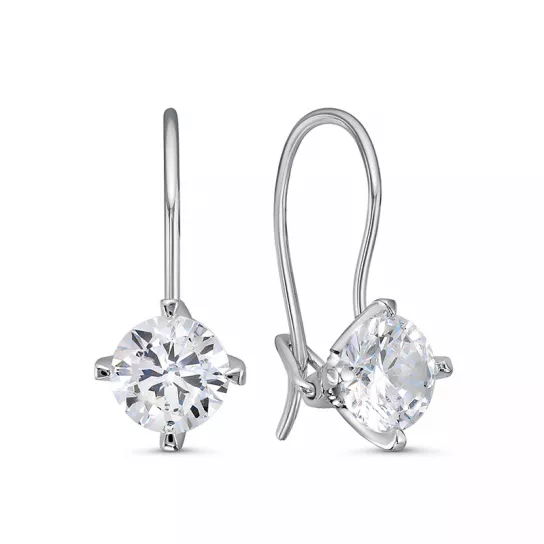 Серьги детские с фианитом из серебра