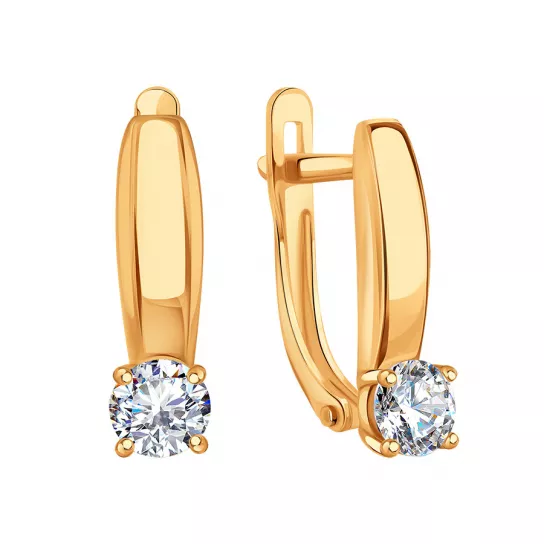 Золотые серьги 585, женские, с фианитом