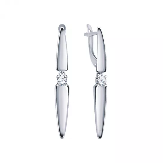 Серебряные серьги 925, женские, с фианитом
