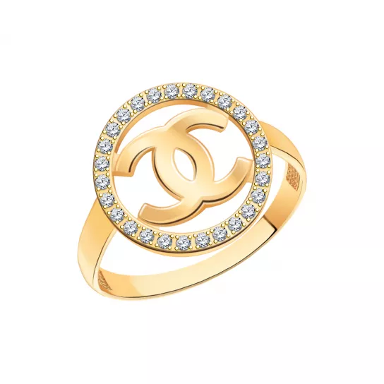 Золотое кольцо 585, женское, с фианитом, размер 17