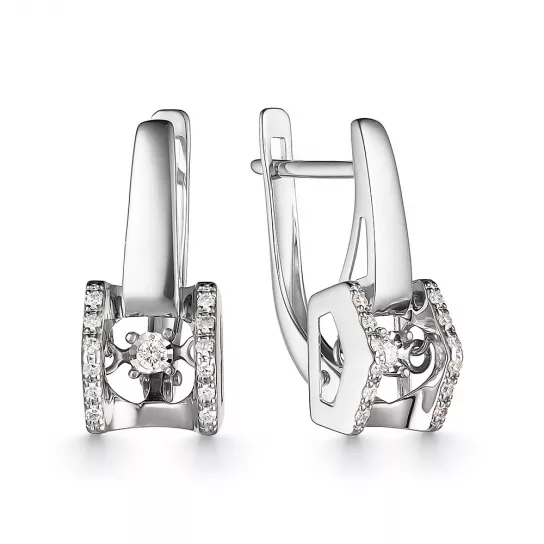 Золотые серьги 585, женские, с бриллиантом