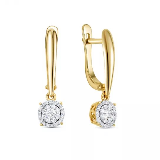 Золотые серьги 585, женские, с бриллиантом