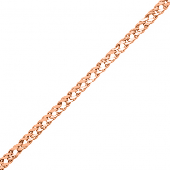 Золотая цепочка 585 на шею, плетение двойной ромб, длина 40 см, цвет красное золото