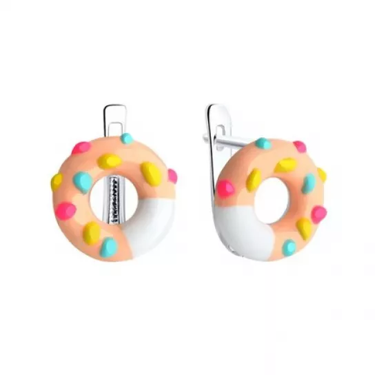 Серьги детские с эмалью из серебра