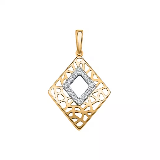 Золотая подвеска 585, женская, с фианитом