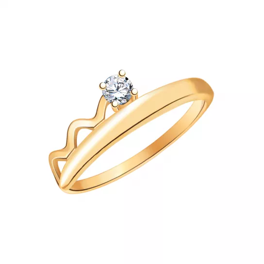 Золотое кольцо 585, женское, с фианитом, размер 17