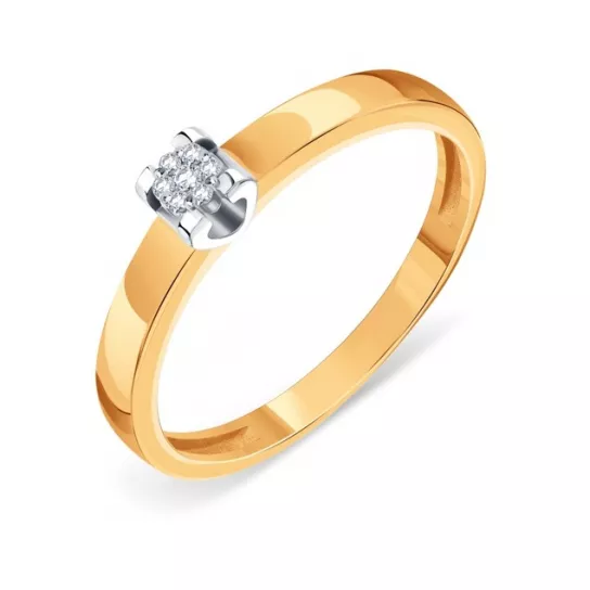 Золотое кольцо 585, женское, с бриллиантом, размер 16