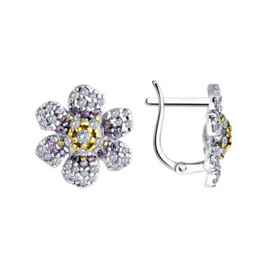 Серьги детские с фианитом из серебра