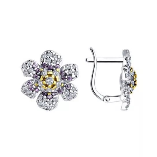 Серьги детские с фианитом из серебра