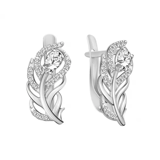 Серебряные серьги 925, женские, с фианитом