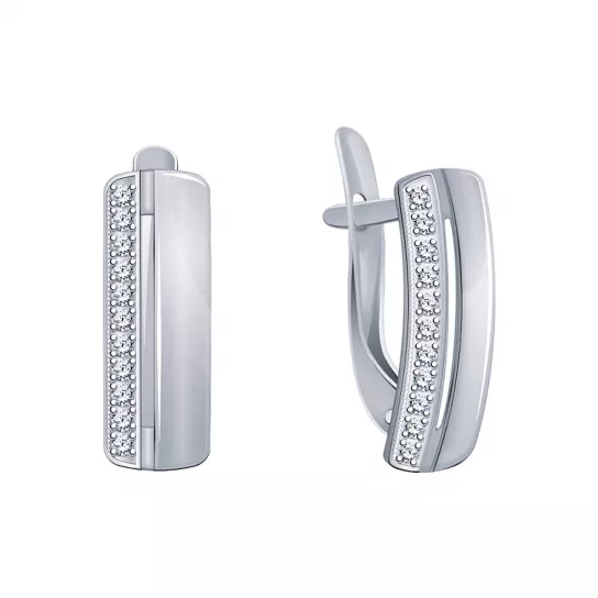 Серебряные серьги 925, женские, с фианитом
