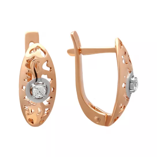 Золотые серьги 585, женские, с фианитом