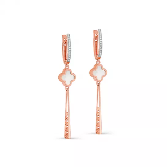 Золотые серьги 585, женские, с бриллиантом и перламутром