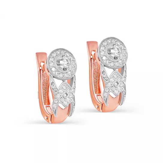 Золотые серьги 585, женские, с бриллиантом