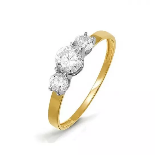 Золотое кольцо 585, женское, с фианитом, размер 15.5