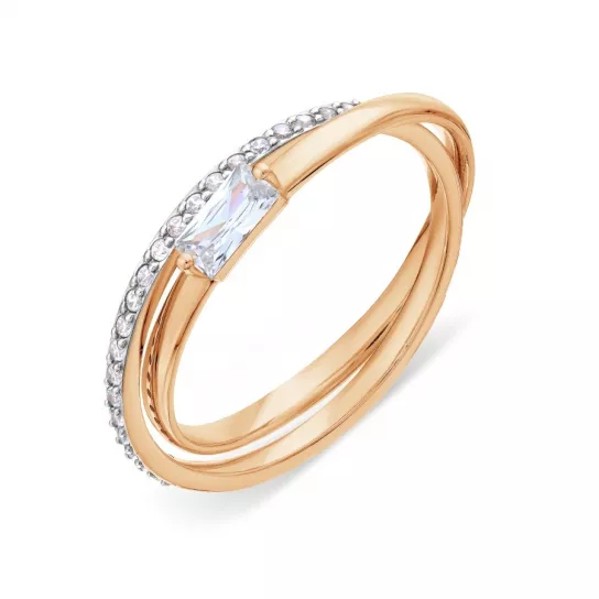 Золотое кольцо 585, женское, с фианитом, размер 18.5