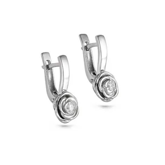 Серебряные серьги 925, женские, с фианитом