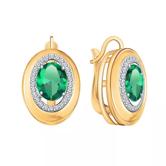 Золотые серьги 585, женские, с фианитом