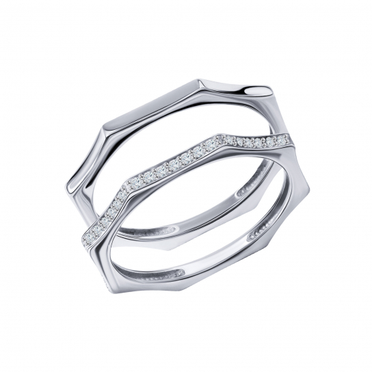 Серебряное кольцо 925, женское, с фианитом, размер 18.5